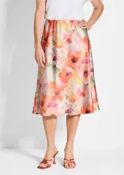 Satinjupe - pfirsich / gemustert - Gr. 19 von Goldner Fashion