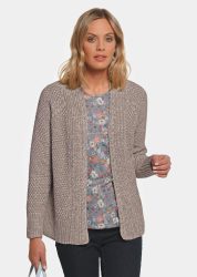 Zeitlose Strickjacke in Grobstrick - taupe / méliert - Gr. 20 von Goldner Fashion