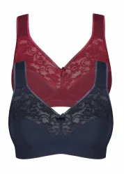 Bügelloser BH im 2er-Pack - dunkelrot / dunkelblau - Gr. 85 B von Goldner Fashion