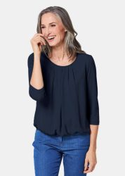 Gepflegtes Shirt in eleganter Blusen-Optik - marine - Gr. 19 von Goldner Fashion