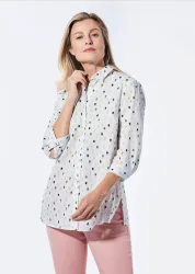 Bluse mit Hemdkragen - bunt / gemustert - Gr. 21 von Goldner Fashion