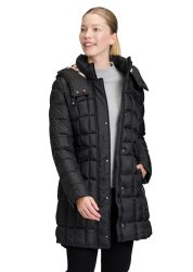 Steppmantel mit abnehmbarer Kapuze - schwarz - Gr. 44 von Goldner Fashion