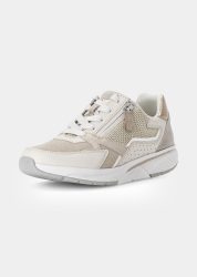 Leder-Sneaker mit Reissverschluss - weiss / beige - Gr. 5 von Goldner Fashion