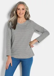 Shirt im 3er-Pack aus Baumwolljersey - grau / cremeweiss / grau / geringelt - Gr. 21 von Goldner Fashion