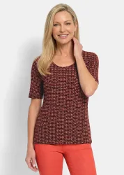 Viskoseshirt mit geometrischem Minimal Print - terrakotta / schwarz / gemustert - Gr. 21 von Goldner Fashion
