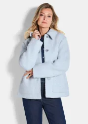 Jacke in flauschiger Qualität - grau / blau / gemustert - Gr. 21 von Goldner Fashion