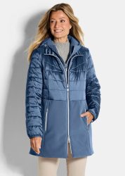 Steppmantel mit Softshell-Einsatz - rauchblau - Gr. 52 von Goldner Fashion