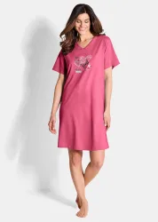 Nachthemden im Set aus reiner Baumwolle - pink / gemustert - Gr. 22/23 von Goldner Fashion