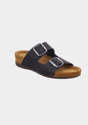 Leder-Pantoletten mit verstellbaren Schnallen - schwarz - Gr. 36 von Goldner Fashion