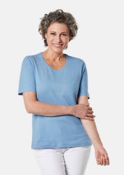 Basic T-Shirt aus reiner Baumwolle - hellblau - Gr. 23 von Goldner Fashion