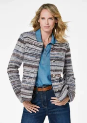 Jacke mit Ringeloptik - blau / gemustert - Gr. 24 von Goldner Fashion