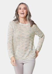 Effektvoller locker gestrickter Bändchengarnpullover - weiss - Gr. 25 von Goldner Fashion