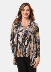Stretchbequeme Slinky-Longjacke mit aufregendem Druck - schwarz / grau / gemustert - Gr. 21 von Goldner Fashion