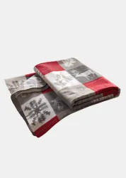 Kuscheldecke - taupe / grau / rot / gemustert - Gr. Einheitsgröße von Goldner Fashion