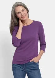 Basic-Shirt aus Interlock-Jersey - lila - Gr. 46 von Goldner Fashion