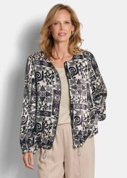 Edler Blouson aus Viskose-Satin - stein / schwarz / gemustert - Gr. 19 von Goldner Fashion