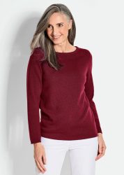 Kaschmirpullover mit U-Boot Ausschnitt - dunkelrot - Gr. 21 von Goldner Fashion