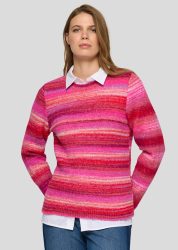 Strickpullover aus kuscheligem Effektgarn - rot / pink - Gr. 42 von Goldner Fashion