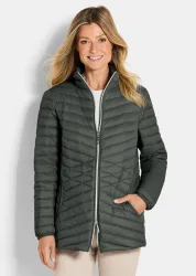 Daunenjacke mit femininer Steppung - khaki - Gr. 21 von Goldner Fashion