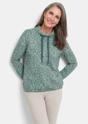 Sweatshirt aus flauschigem Jersey - graugrün / gemustert - Gr. 20 von Goldner Fashion