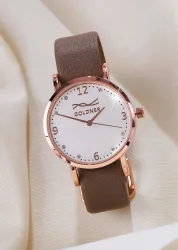 Uhr mit Wechselarmband - taupe / cremeweiss - Gr. Einheitsgröße von Goldner Fashion