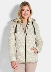 Steppjacke mit Rautenmuster - stein - Gr. 19 von Goldner Fashion