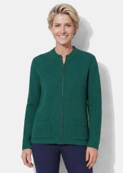 Strickjacke mit 3D-Effekt-Struktur - dunkelgrün - Gr. 21 von Goldner Fashion