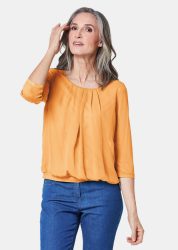Gepflegtes Shirt in eleganter Blusen-Optik - honig - Gr. 42 von Goldner Fashion