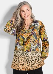 Bluse mit Animal Print - honig / gemustert - Gr. 21 von Goldner Fashion