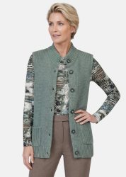 Leichte Strickweste mit Knopfleiste - salbei - Gr. 21 von Goldner Fashion