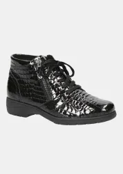 Stiefeletten in glänzender Animal-Optik - lackschwarz - Gr. 42 von Goldner Fashion