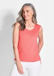 Basic Top im Doppelpack - koralle / weiss - Gr. 20 von Goldner Fashion