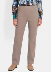 Jeansschlupfhose VERA mit weitem Bein - taupe - Gr. 48 von Goldner Fashion