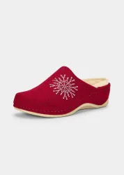 Pantoffeln aus Wollfilz mit Glitzersteinen - bordeaux - Gr. 42 von Goldner Fashion