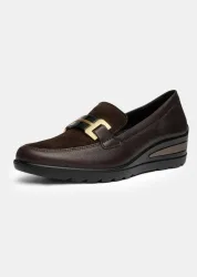 Leder-Slipper mit Zierschnalle - braun - Gr. 39 von Goldner Fashion