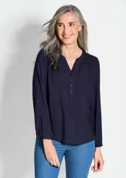 Bluse aus reiner Viskose - marine - Gr. 42 von Goldner Fashion