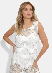 Spitzentop mit Lochstickerei - cremeweiss - Gr. 44 von Goldner Fashion
