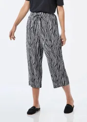 Sommerliche Druckhose - schwarz / cremeweiss / gemustert - Gr. 19 von Goldner Fashion