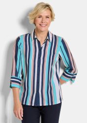 Pflegeleichte Hemdbluse mit Streifen - blau / gestreift - Gr. 20 von Goldner Fashion