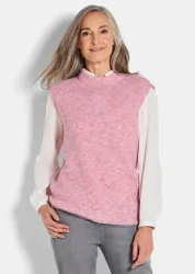 Rippstrick Pullunder mit Stehkragen - rosé - Gr. 21 von Goldner Fashion