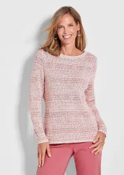 Pullover in Multicolor-Strick - pink / gemustert - Gr. 50 von Goldner Fashion