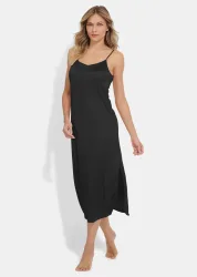 Negligé mit Spaghettiträgern - schwarz - Gr. 50 von Goldner Fashion