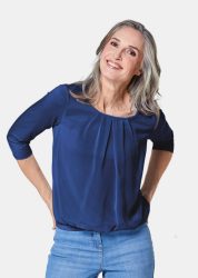 Gepflegtes Shirt in eleganter Blusen-Optik - dunkelblau - Gr. 19 von Goldner Fashion