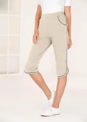Bequeme Caprihose mit Schlupfbund und Taschen - stein / schwarz - Gr. 20 von Goldner Fashion