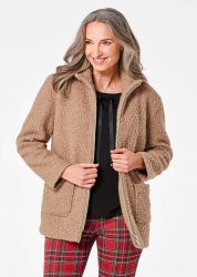Teddy Jacke mit Stehkragen - camel - Gr. 25 von Goldner Fashion