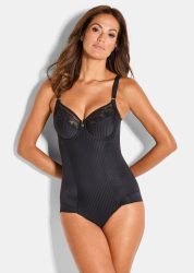 Edler Bügel-Body im Streifen-Look - schwarz - Gr. 85 D von Goldner Fashion