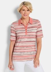 Geringeltes Poloshirt aus Viskose-Jersey - altrosé / gemustert - Gr. 24 von Goldner Fashion