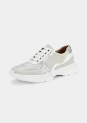 Sneaker mit Glanzdetails - stein / silberfarben - Gr. 37 von Goldner Fashion