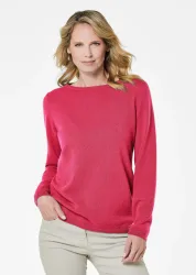 Kaschmirpullover mit U-Boot Ausschnitt - pink - Gr. 23 von Goldner Fashion