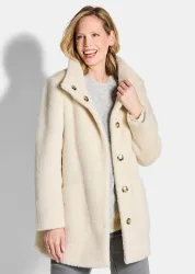Jacke mit Stehkragen aus Federgarn - beige - Gr. 20 von Goldner Fashion
